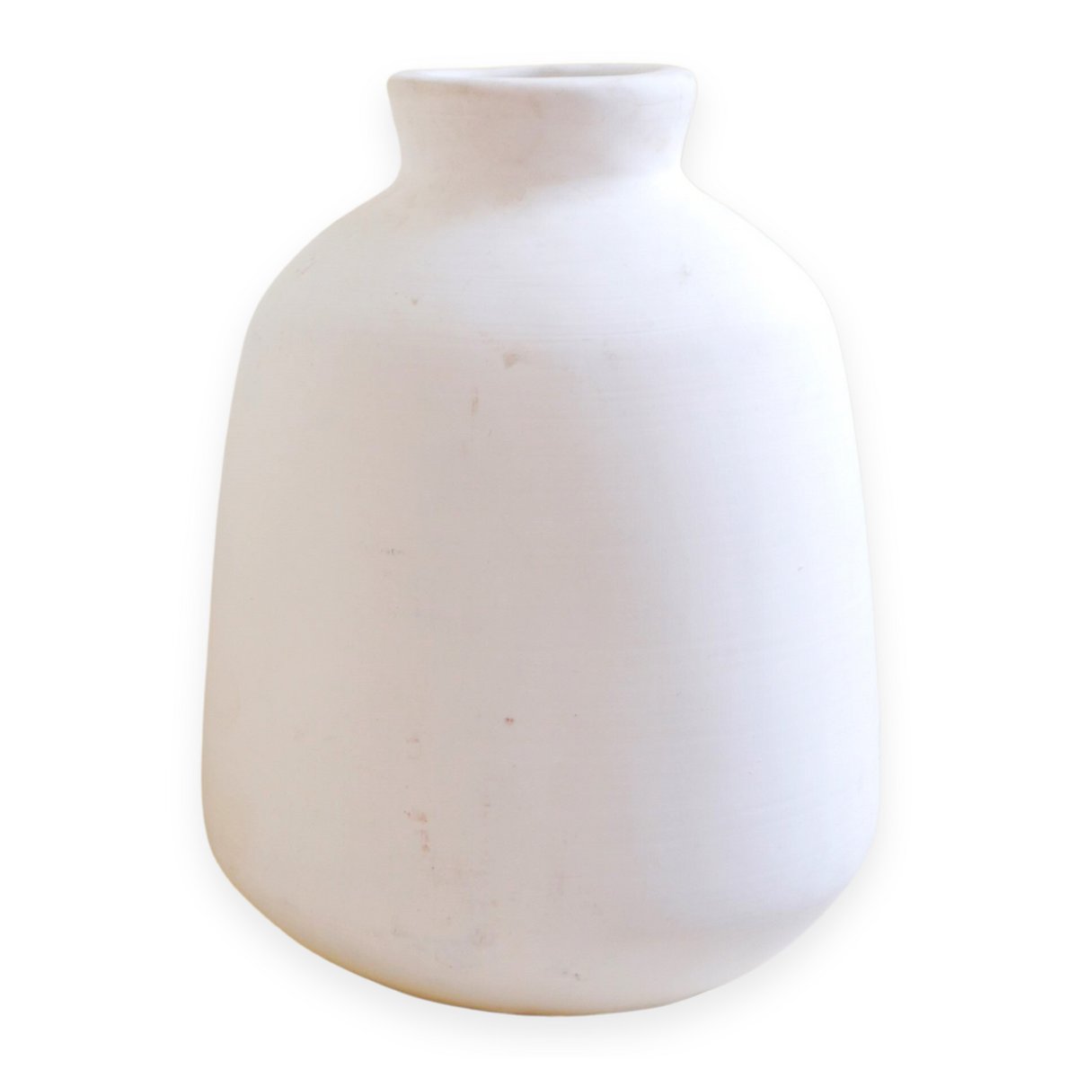 Vase blanc petit vase décoratif rond pour fleurs séchées ou fraîches coulé à la main en argile avec BAWA