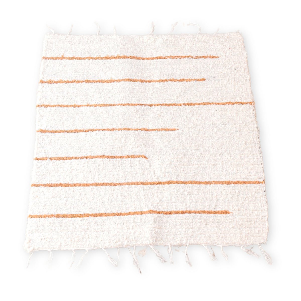 Tapis en coton blanc à rayures marron 64x51 cm Tapis de sol tissé à la main GIANYAR